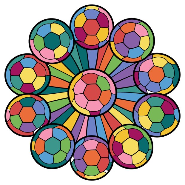 Ball mandala, colored in