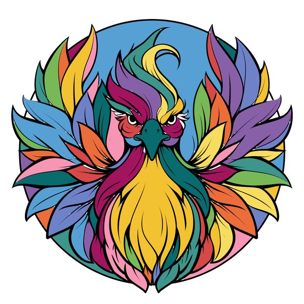 Phoenix mandala, colored in